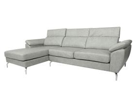 Sofá de Couro Hannover 3 lugares com Chaise Baú Esquerda - Soft Gray