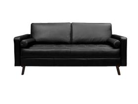 Sofá de Couro Melfi 3 Lugares Preto Pigmentado - Mempra Sofá de Couro Melfi 3 Lugares Preto Pigmentado - Mempra