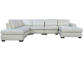 Sofá de Couro N.Y. 6 Lugares Off White 3,58 m - Mempra