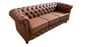 Sofá De Couro Natural Legítimo Modelo Chesterfield Havana