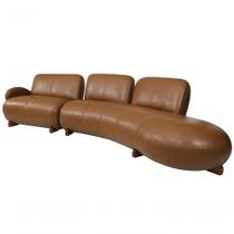Sofá De Couro Onix 4 Lugares Com Chaise Direita Brown Mempra