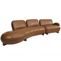 Sofá De Couro Onix 4 Lugares Com Chaise Esquerda Brown Mempra