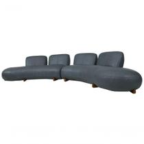 Sofá De Couro Onix Big Chaise 4,20 M Blue Mempra Sofá De Couro Onix Big Chaise 4,20 M Blue Mempra