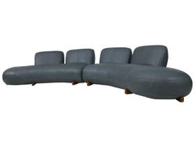 Sofá de Couro Onix Big Chaise 4,20 m Blue - Mempra Sofá de Couro Onix Big Chaise 4,20 m Blue - Mempra