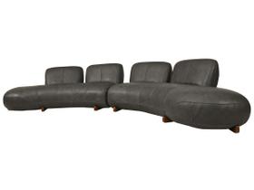 Sofá de Couro Onix Big Chaise 4,20 m Soft Charcoal - Mempra Sofá de Couro Onix Big Chaise 4,20 m Soft Charcoal - Mempra