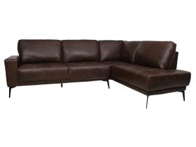 Sofá de Couro Rubi 2 lugares com Chaise Direita Soft Tabaco - Mempra Design