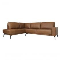 Sofá De Couro Rubi 3 Lugares Com Chaise Esquerda Soft Mel Mempra Design