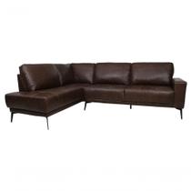 Sofá De Couro Rubi 3 Lugares Com Chaise Esquerda Soft Mempra Design