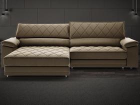 Sofá de Duplo Molejo com Carregador USB, Retrátil e Reclinável Valencia 2,10m Veludocristal Castor- NETSOFAS