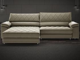 Sofá de Duplo Molejo com Carregador USB, Retrátil e Reclinável Valencia 2,10m Veludocristal Fendi- NETSOFAS