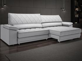 Sofá de Duplo Molejo com Carregador USB, Retrátil e Reclinável Valencia 2,50m Linho Soft Prata- NETSOFAS