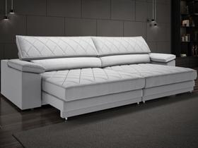 Sofá de Duplo Molejo com Carregador USB, Retrátil e Reclinável Valencia 2,90m Linho Soft Prata- NETSOFAS