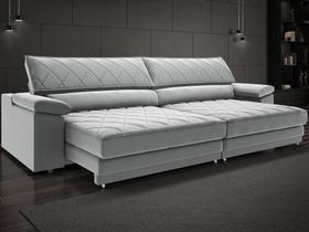 Sofá de Duplo Molejo com Carregador USB, Retrátil e Reclinável Valencia 2,90m Veludocristal Cinza- NETSOFAS