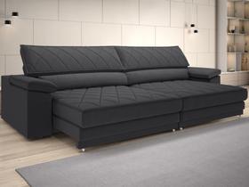 Sofá de Duplo Molejo com Carregador USB, Retrátil e Reclinável Viena 2,90m Linho Soft Grafite- NETSOFAS Sofá de Duplo Molejo com Carregador USB, Retrátil e Reclinável Viena 2,90m Linho Soft Grafite- NETSOFAS
