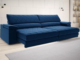 Sofá de Duplo Molejo com Carregador USB, Retrátil e Reclinável Viena 2,90m Veludocristal Azul Marinho- NETSOFAS Sofá de Duplo Molejo com Carregador USB, Retrátil e Reclinável Viena 2,90m Veludocristal Azul Marinho- NETSOFAS