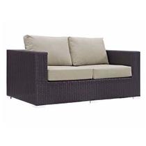 Sofá de jardim sacada varanda área externa sofá de fibra junco sintético