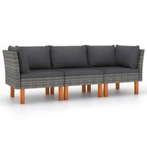 Sofá de Jardín Casafoyer para 3 Personas, Rattan Polietileno Gris con Cojines Sofá de Jardín Casafoyer para 3 Personas, Rattan Polietileno Gris con Cojines