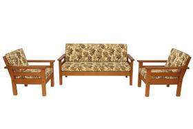 Sofá de Madeira 3 lugares e Poltronas