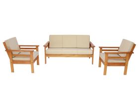 Sofá de Madeira Maciça 3 lugares e 2 Poltronas