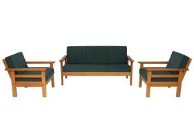 Sofá de Madeira Maciça 3 lugares e 2 Poltronas