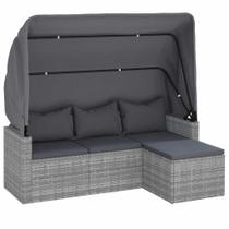 Sofá de Patio Casafoyer para 3 Personas con Techo y Reposapiés de Ratán Gris Sofá de Patio Casafoyer para 3 Personas con Techo y Reposapiés de Ratán Gris