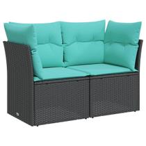 Sofá de pátio VidaXL de 2 lugares ao ar livre Loveseat Black Poly Rattan Sofá de pátio VidaXL de 2 lugares ao ar livre Loveseat Black Poly Rattan
