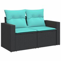 Sofá de pátio VidaXL de 2 lugares ao ar livre Loveseat Black Poly Rattan Sofá de pátio VidaXL de 2 lugares ao ar livre Loveseat Black Poly Rattan