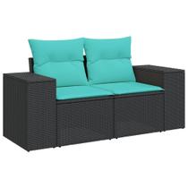 Sofá de pátio VidaXL de 2 lugares ao ar livre Loveseat Black Rattan Sofá de pátio VidaXL de 2 lugares ao ar livre Loveseat Black Rattan