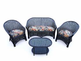 Sofá de Varanda Jardim Área Externa Fibra Sintética Cor Escura Tabaco Preta