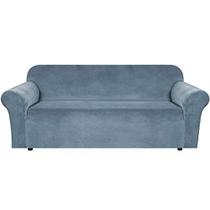 Sofá de veludo estirizado cobre sofá grande cobre sofá slipcovers móveis protetor macio com fundo elástico antiderrapante, característica de veludo rico confortável espesso (sofá extra largo 89 "-105", azul de pedra)