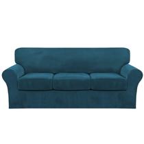 Sofá de veludo Slipcover FantasDecor de 4 peças para sofá de 3 almofadas