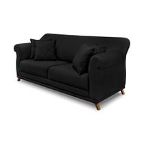 Sofá Decorativo 160cm 2 Lugares com 4 Almofadas Armstrong Suede Preto G63 - Gran Belo