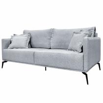 Sofá Decorativo 2 Lugares 180cm Pés em Aço Stagno Linho Cinza Rústico G63 - Gran Belo Sofá Decorativo 2 Lugares 180cm Pés em Aço Stagno Linho Cinza Rústico G63 - Gran Belo