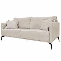 Sofá Decorativo 2 Lugares 180cm Pés em Aço Stagno Linho Off White Rústico G63 - Gran Belo Sofá Decorativo 2 Lugares 180cm Pés em Aço Stagno Linho Off White Rústico G63 - Gran Belo