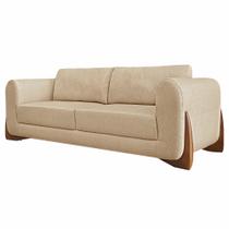 Sofá Decorativo 2 Lugares 180cm Pés em Madeira Buzz Linho Bege G63 - Gran Belo