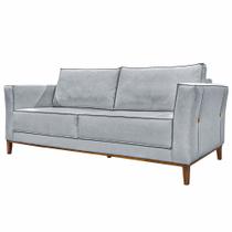 Sofá Decorativo 2 Lugares 190cm Pés em Madeira Tarantino Linho Cinza Rústico G63 - Gran Belo Sofá Decorativo 2 Lugares 190cm Pés em Madeira Tarantino Linho Cinza Rústico G63 - Gran Belo
