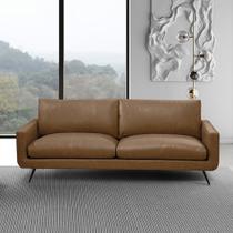 Sofá Decorativo 2 Lugares Paloma 183cm Sala de Estar Pés em Aço Couro Marrom Claro Manchado G88 - Gran Belo Sofá Decorativo 2 Lugares Paloma 183cm Sala de Estar Pés em Aço Couro Marrom Claro Manchado G88 - Gran Belo
