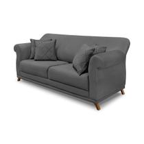 Sofá Decorativo 200cm 3 Lugares com 4 Almofadas Armstrong Suede Cinza G63 - Gran Belo