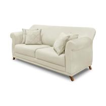 Sofá Decorativo 220cm 3 Lugares com 4 Almofadas Armstrong Veludo Bege G63 - Gran Belo