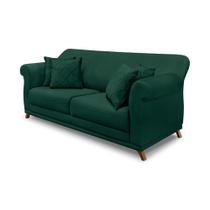 Sofá Decorativo 220cm 3 Lugares com 4 Almofadas Armstrong Veludo Verde Floresta G63 - Gran Belo