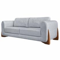 Sofá Decorativo 3 Lugares 200cm Pés em Madeira Buzz Linho Cinza Rústico G63 - Gran Belo Sofá Decorativo 3 Lugares 200cm Pés em Madeira Buzz Linho Cinza Rústico G63 - Gran Belo