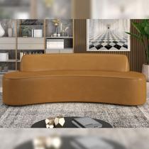 Sofá Decorativo 3 Lugares 210cm Bélgica Curvo PU Caramelo G15 - Gran Belo