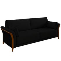 Sofá Decorativo 3 Lugares 222cm Market Veludo Preto G45 - Gran Belo