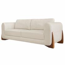 Sofá Decorativo 3 Lugares 230cm Pés em Madeira Buzz Linho Off White Rústico G63 - Gran Belo Sofá Decorativo 3 Lugares 230cm Pés em Madeira Buzz Linho Off White Rústico G63 - Gran Belo