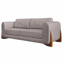 Sofá Decorativo 3 Lugares 250cm Pés em Madeira Buzz Linho Areia Rústica G63 - Gran Belo