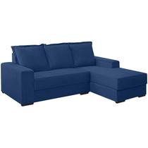 Sofa Decorativo 3 Lugares Com Chaise Alasca Veludo Azul Marinho Sanch