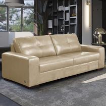 Sofá Decorativo 3 Lugares Turim 200cm Couro Bege G58 - Gran Belo Sofá Decorativo 3 Lugares Turim 200cm Couro Bege G58 - Gran Belo