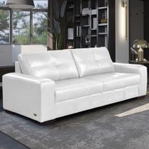 Sofá Decorativo 3 Lugares Turim 200cm Couro Branco G58 - Gran Belo Sofá Decorativo 3 Lugares Turim 200cm Couro Branco G58 - Gran Belo