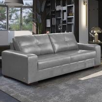 Sofá Decorativo 3 Lugares Turim 200cm Couro Cinza G58 - Gran Belo Sofá Decorativo 3 Lugares Turim 200cm Couro Cinza G58 - Gran Belo