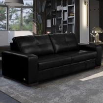 Sofá Decorativo 3 Lugares Turim 200cm Couro Preto G58 - Gran Belo Sofá Decorativo 3 Lugares Turim 200cm Couro Preto G58 - Gran Belo